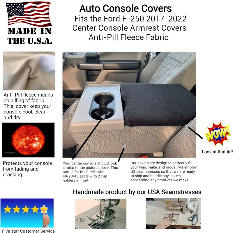 Auto Console Covers Fleece Center Console Armrest Cover for Ford F-250 - Image 2