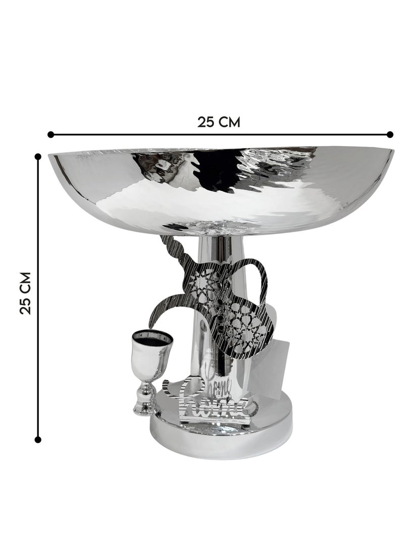 القناص شيالة حلاوة ومعجنات فضي راقي حجم وسط مع قاعدة بديكور حصري  جودة عالية - Image 2