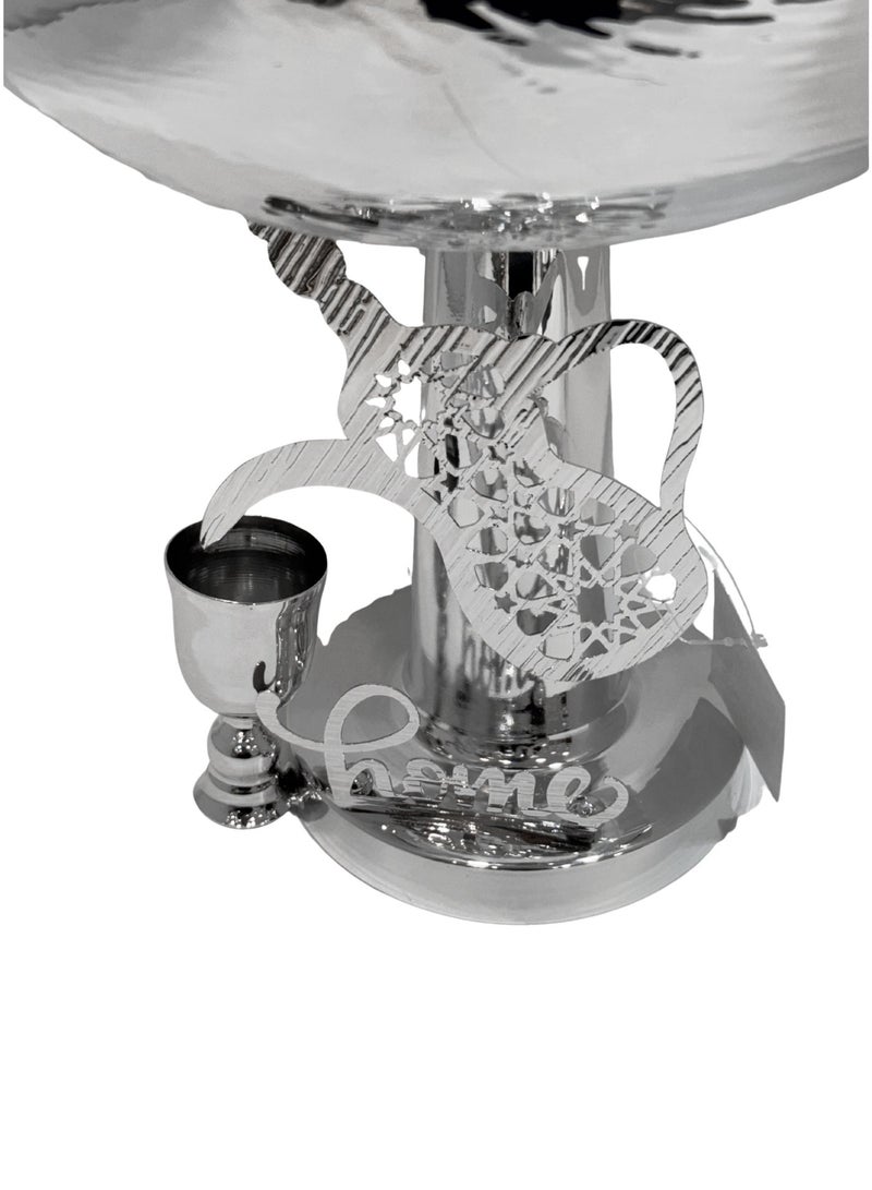 القناص شيالة حلاوة ومعجنات فضي راقي حجم وسط مع قاعدة بديكور حصري  جودة عالية - Image 3