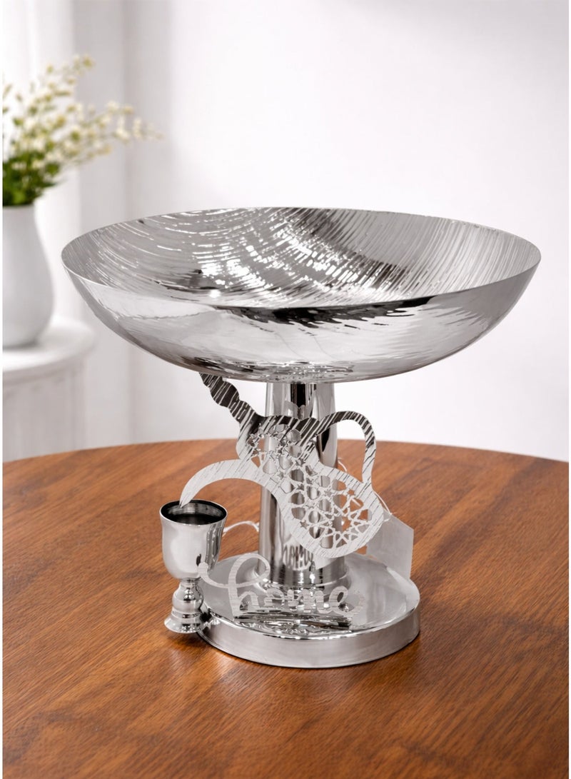 القناص شيالة حلاوة ومعجنات فضي راقي حجم وسط مع قاعدة بديكور حصري  جودة عالية - Image 1