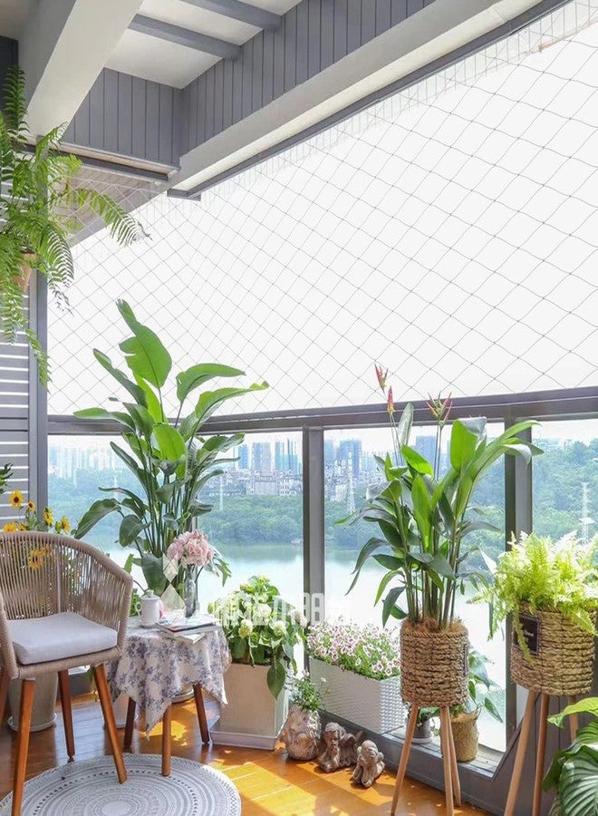 JUMXSRLE Cat Netting for Balcony, Cat Netting Anti-Fall Mesh Fence, Anti Bird Netting for Garden/Balcony, Transparent Nylon Pet Mesh Fence for Dogs & Cat, Pet Safety Net for Balcony/Stairs/Window - Image 2