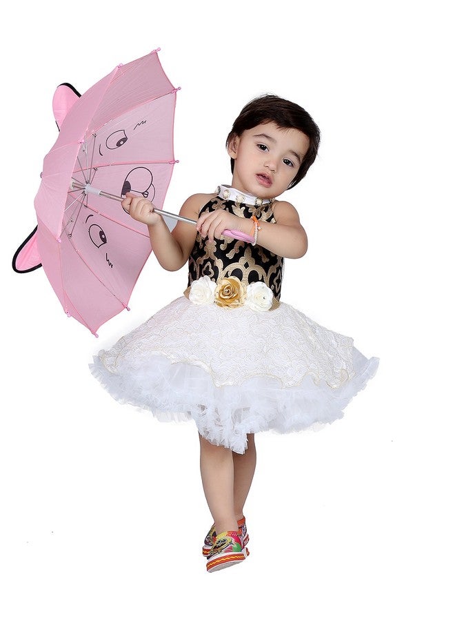 First Kids Step Rich Doll Girl's Designer Frock RD_400 (Black & Cream, 1-2 Years) - Image 1