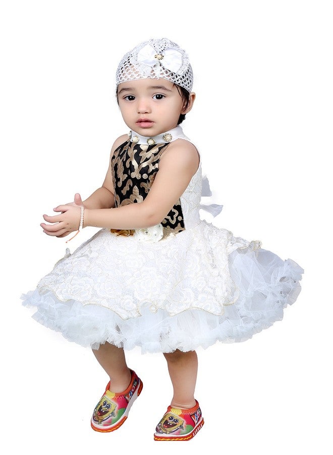 First Kids Step Rich Doll Girl's Designer Frock RD_400 (Black & Cream, 1-2 Years) - Image 2