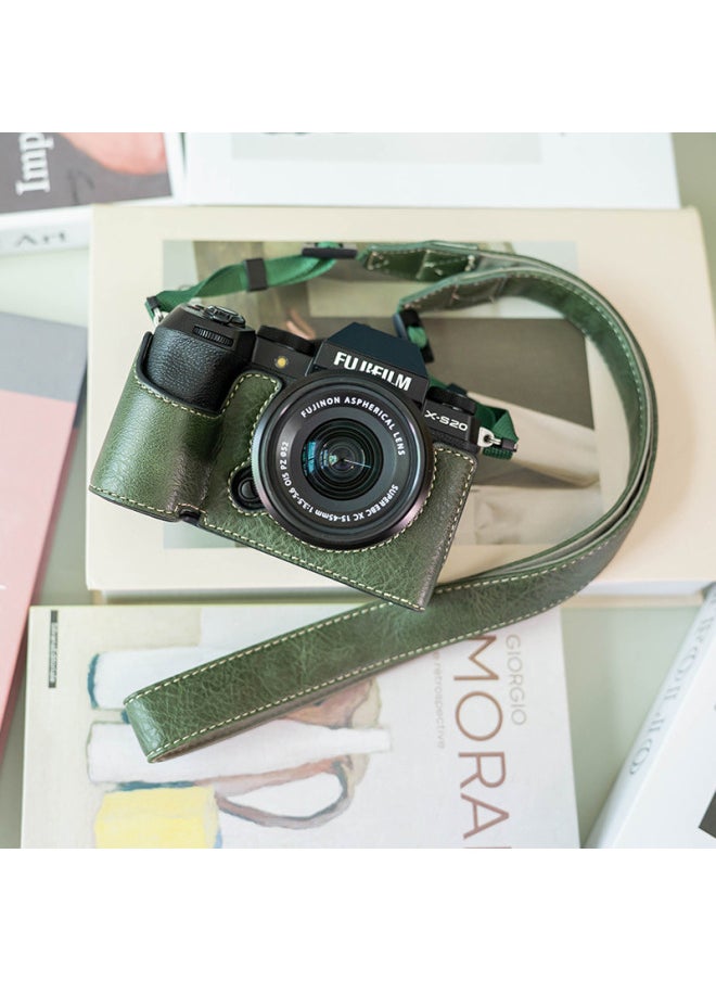 حافظة واقية Fuji XS20 حقيبة كاميرا XS10 XT30 حافظة جلدية من الجيل الثاني XH2S حقيبة قاعدة XT5X100VI ملحقات - اللون: X100v حافظة واقية خضراء + حزام كتف PU أخضر
