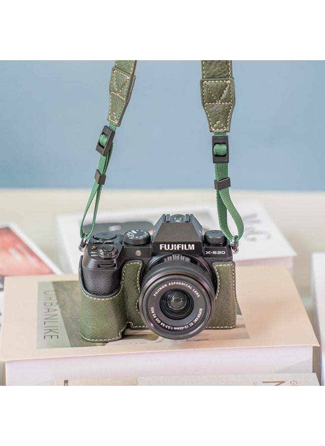 حافظة واقية Fuji XS20 حقيبة كاميرا XS10 XT30 حافظة جلدية من الجيل الثاني XH2S حقيبة قاعدة XT5X100VI ملحقات - اللون: X100v حافظة واقية خضراء + حزام كتف PU أخضر
