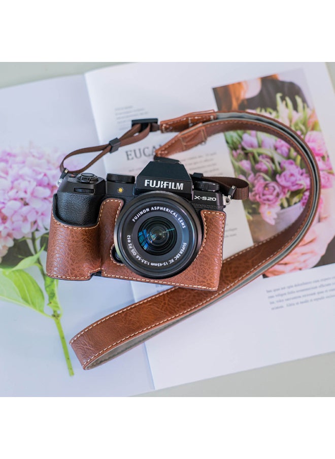 حافظة واقية Fuji XS20 حقيبة كاميرا XS10 XT30 حافظة جلدية من الجيل الثاني XH2S حقيبة قاعدة XT5X100VI ملحقات - اللون: X100v حافظة واقية خضراء + حزام كتف PU أخضر