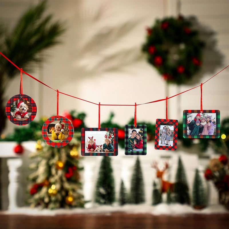 Qunclay إطارات صور عيد الميلاد كوانكلاي 72 قطعة مزخرفة بتصميمات مربعة صغيرة من الفelt للتعليق على الشجرة - Image 5