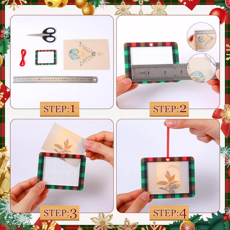 Qunclay إطارات صور عيد الميلاد كوانكلاي 72 قطعة مزخرفة بتصميمات مربعة صغيرة من الفelt للتعليق على الشجرة - Image 3