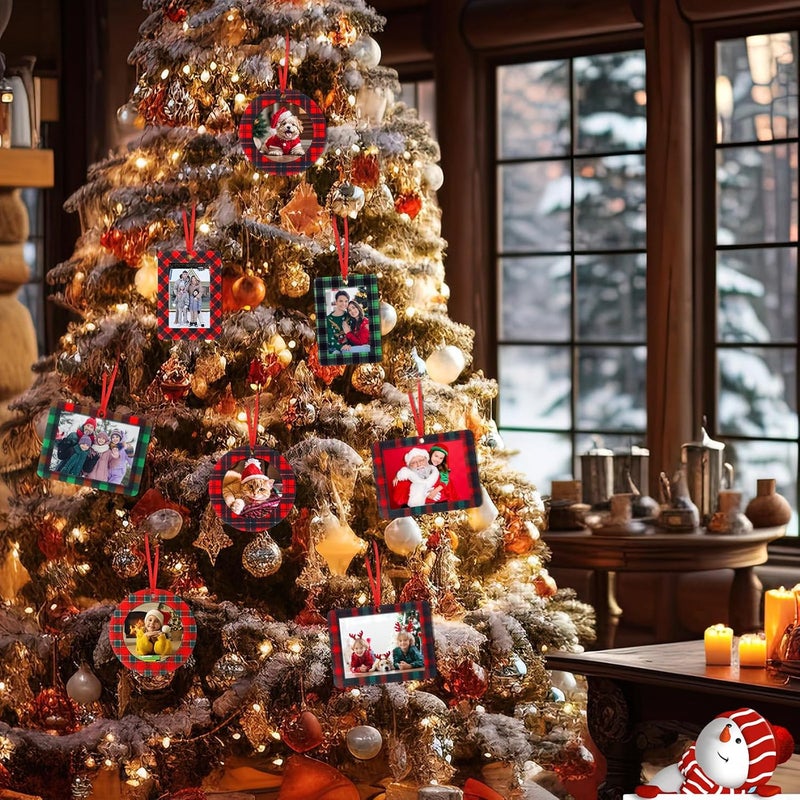 Qunclay إطارات صور عيد الميلاد كوانكلاي 72 قطعة مزخرفة بتصميمات مربعة صغيرة من الفelt للتعليق على الشجرة - Image 4