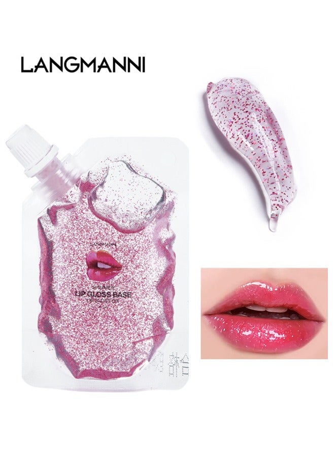 لانجمانّي ملمع الشفاه الأساسي ملمع الشفاه DIY الشفاه ، ملمع الشفاه مادة الزيت الأساسي برايمر مكياج الشفاه ، برايمر لبلسم الشفاه المصنوع يدويا مايكرو لايت ملمع الشفاه ، جل أساسي مرطب - 20 مل (لؤلؤي وردي) - Image 1
