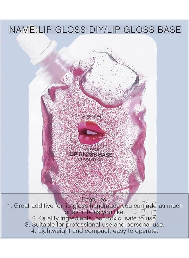 لانجمانّي ملمع الشفاه الأساسي ملمع الشفاه DIY الشفاه ، ملمع الشفاه مادة الزيت الأساسي برايمر مكياج الشفاه ، برايمر لبلسم الشفاه المصنوع يدويا مايكرو لايت ملمع الشفاه ، جل أساسي مرطب - 20 مل (لؤلؤي وردي) - Image 2