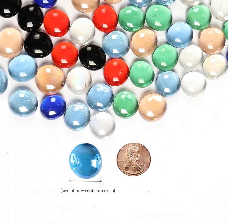 MBKHFLL Glass Marbles, Mini Flat Glass Beads~100 PCS for Vase Fillers, Floral Bottom Mancala Gems Pebbles Fish Tank Rocks for Table Aquarium,Home Decor Art Craft Supplies (Mixed Color, 0.5 LB) - Image 3