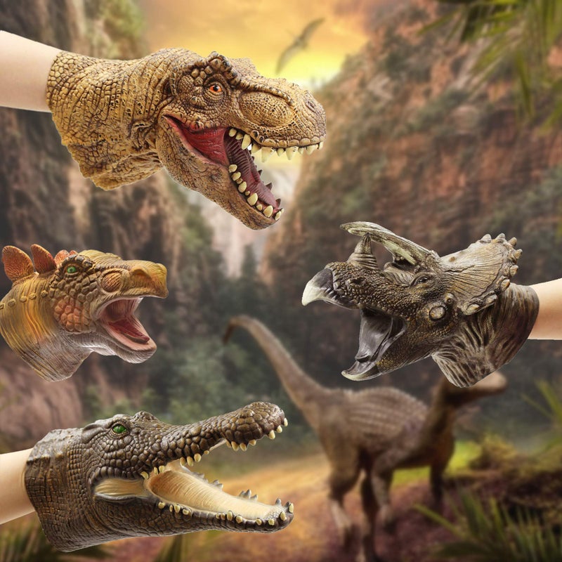 Yolococa Alligator Puppet Crocodile Head Puppets Realistic Soft Latex Rubber Animal Glove Hand Puppet for Kids - Image 4