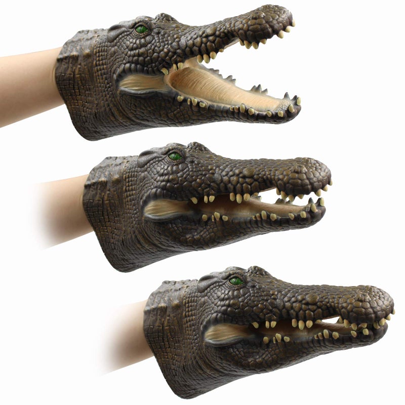 Yolococa Alligator Puppet Crocodile Head Puppets Realistic Soft Latex Rubber Animal Glove Hand Puppet for Kids - Image 5