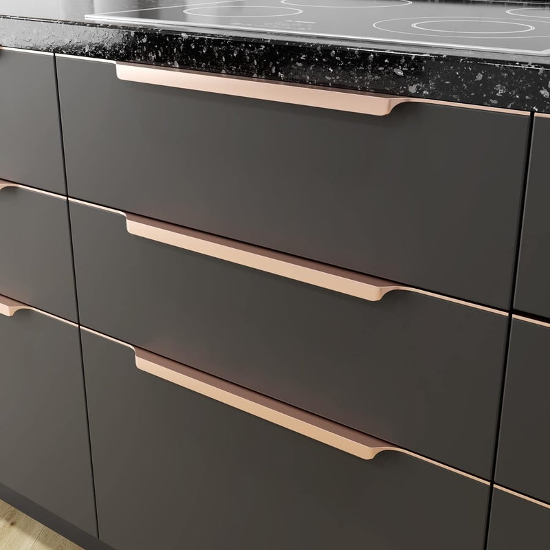 LAPO 5 Pack Exclusive 12 Inch Aluminum Kitchen Profile Handle Drawer Handle for Kitchen Cabinet Profile Handle Wardrobe Pull Handle for Home Hotel Office Rose Gold Finish Pack of 5 P002 - Image 4