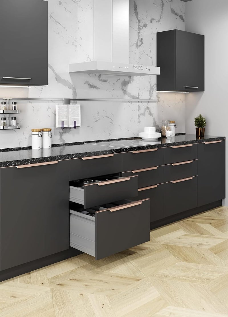 LAPO 5 Pack Exclusive 12 Inch Aluminum Kitchen Profile Handle Drawer Handle for Kitchen Cabinet Profile Handle Wardrobe Pull Handle for Home Hotel Office Rose Gold Finish Pack of 5 P002 - Image 5