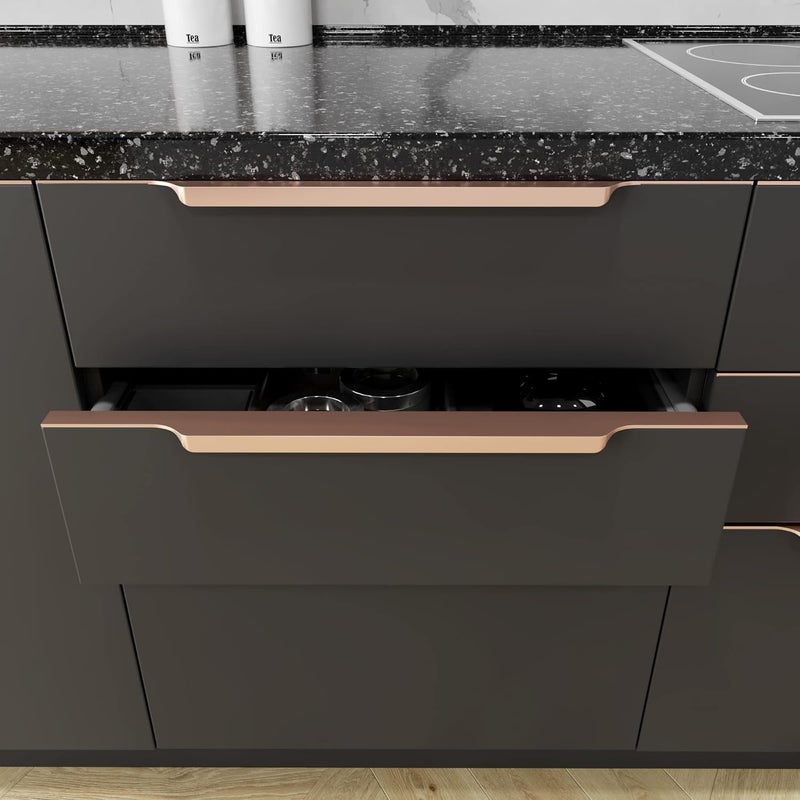 LAPO 5 Pack Exclusive 12 Inch Aluminum Kitchen Profile Handle Drawer Handle for Kitchen Cabinet Profile Handle Wardrobe Pull Handle for Home Hotel Office Rose Gold Finish Pack of 5 P002 - Image 3