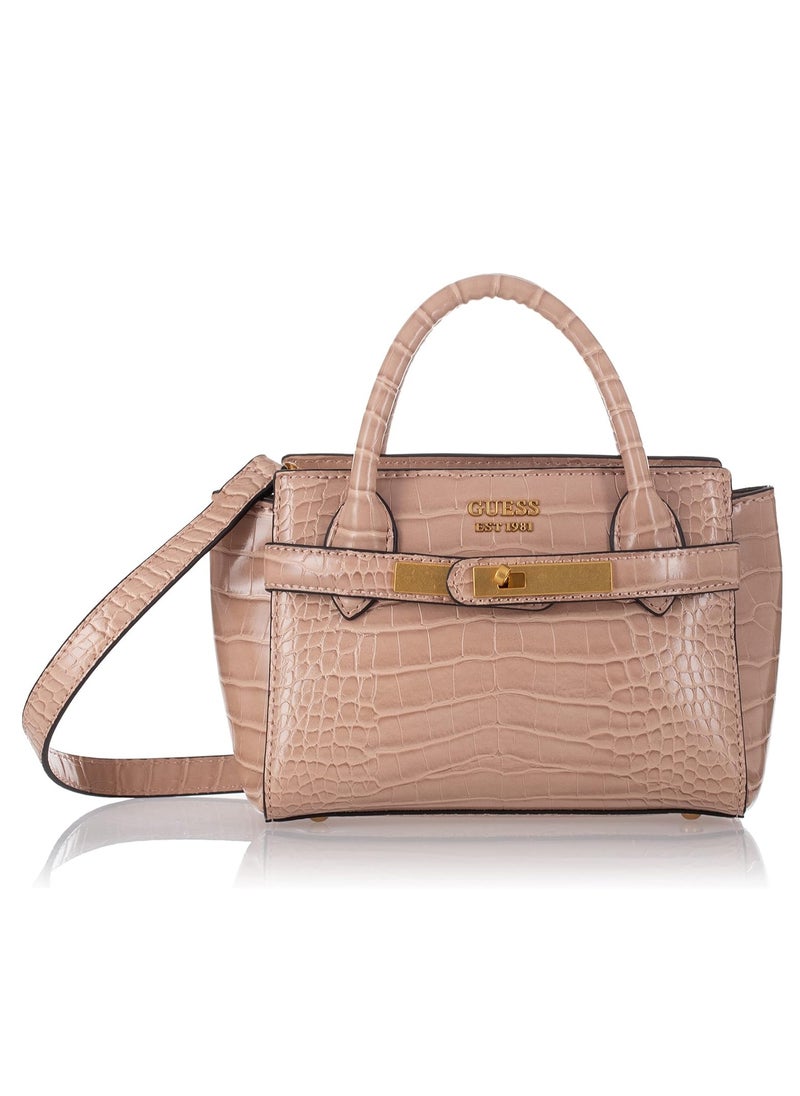 GUESS - GUESS Enisa Mini Satchel, Camel - Image 1
