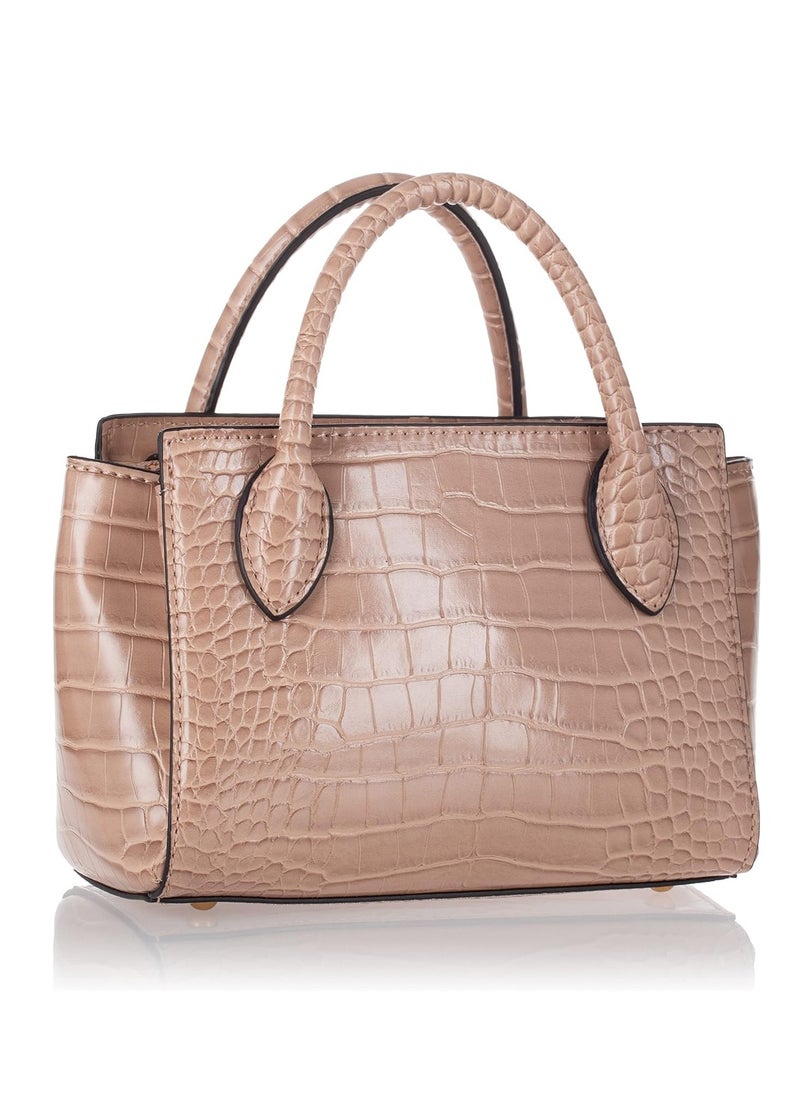 GUESS - GUESS Enisa Mini Satchel, Camel - Image 1
