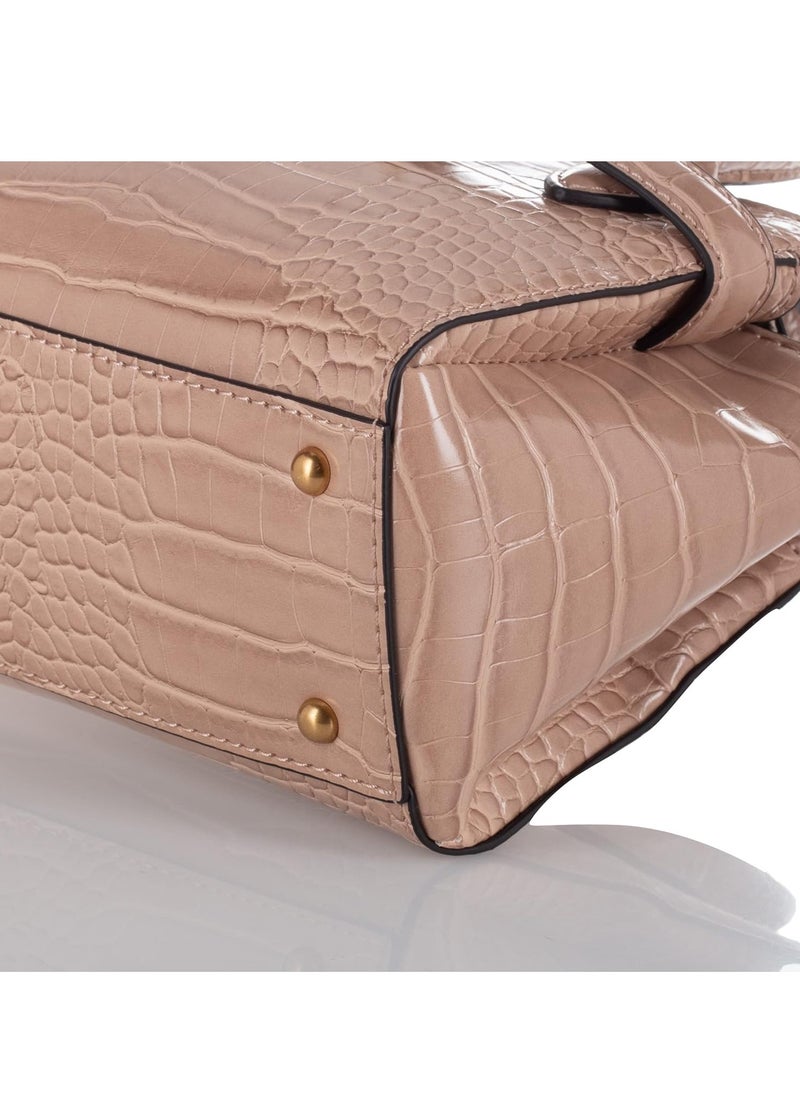 GUESS - GUESS Enisa Mini Satchel, Camel - Image 1