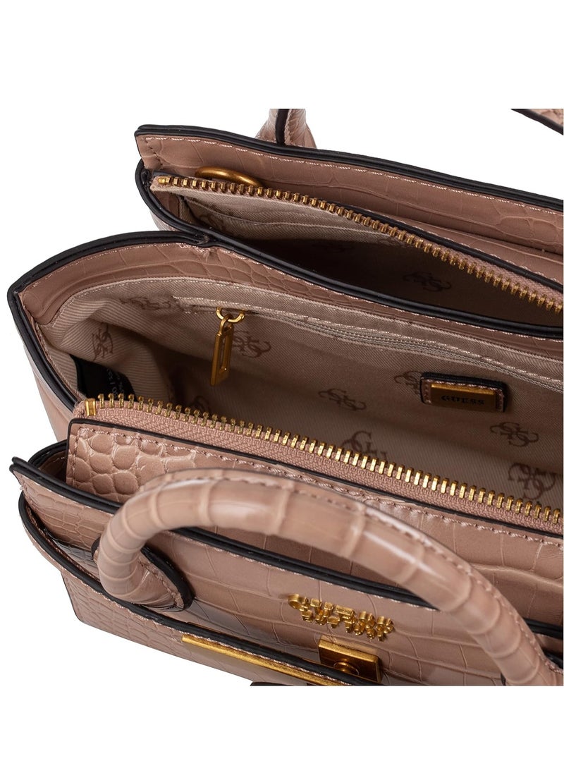 GUESS - GUESS Enisa Mini Satchel, Camel - Image 1
