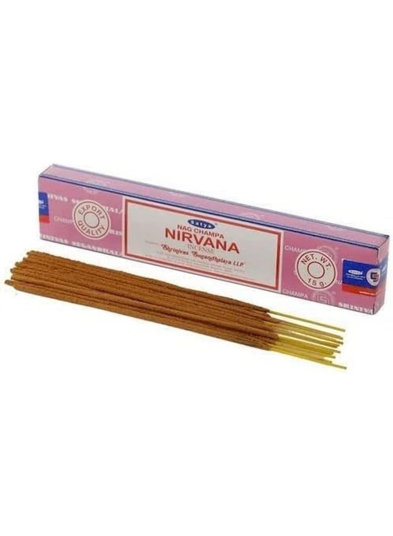 Satya Sai Baba Nag Champa Nirvana Incense Sticks Agarbatti 180 Grams Box | 12 Packs of 15 Grams Each in a Box | Export Quality