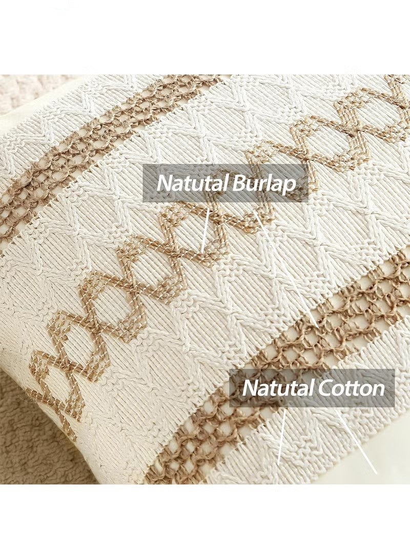 Beauenty Set of 2 Throw Pillow Covers, Decorative Farmhouse Boho Pillow Cases, Decorative Geometric Modern Pattern Pillow Cushion Case for Couch Bedroom Living Room Sofa (Beige, 18 x 18 Inch) - Image 3