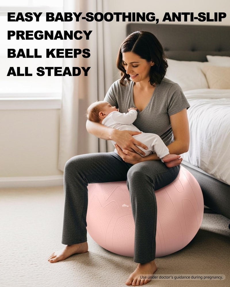 Trideer Pregnancy Yoga Ball – 1.7mm Extra Thick for Labor & Maternity, 440LB Anti-Burst, Non-Slip Stability – Includes Exercise Guide & Baby Memory Book - Image 4