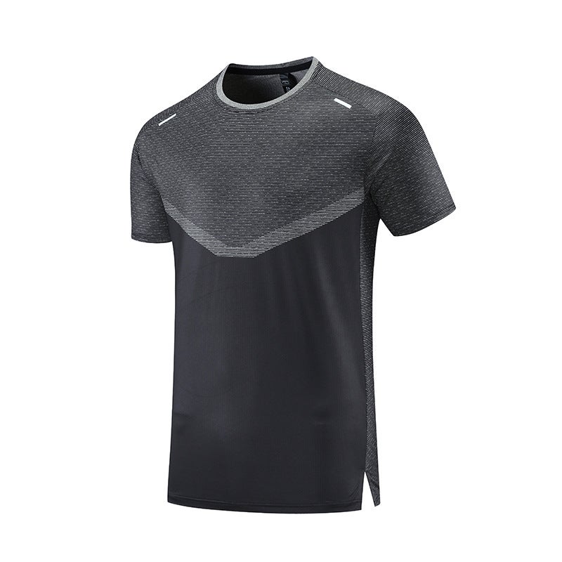Generic Summer outdoor sports running quick-drying short sleeve mens round neck T-shirt jacket foreign trade factory wholesale a generation of hair hemp black - Image 1