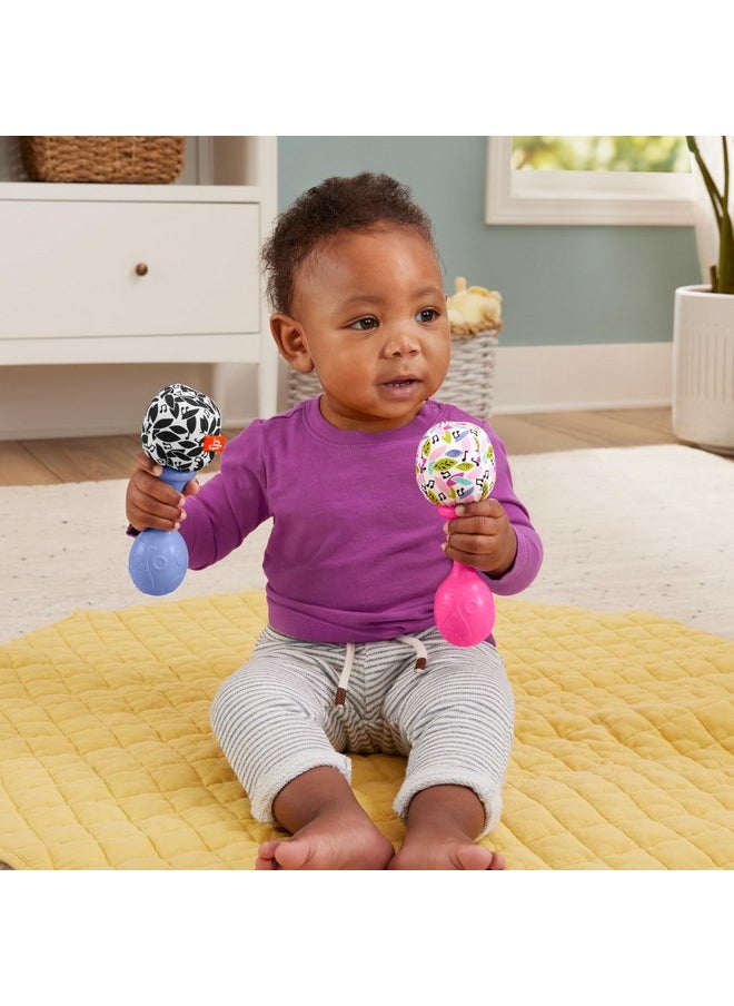 فيشر برايس ألعاب الأطفال حديثي الولادة من Fisher-Price Rattle 'n Rock Maracas، 2 آلة موسيقية ناعمة للعب التنموي للأطفال بعمر 3 أشهر فما فوق، باللونين الوردي والأرجواني  - Image 2