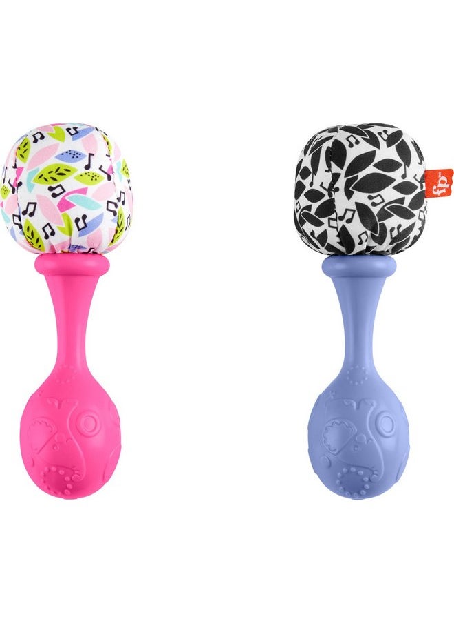 فيشر برايس ألعاب الأطفال حديثي الولادة من Fisher-Price Rattle 'n Rock Maracas، 2 آلة موسيقية ناعمة للعب التنموي للأطفال بعمر 3 أشهر فما فوق، باللونين الوردي والأرجواني  - Image 5