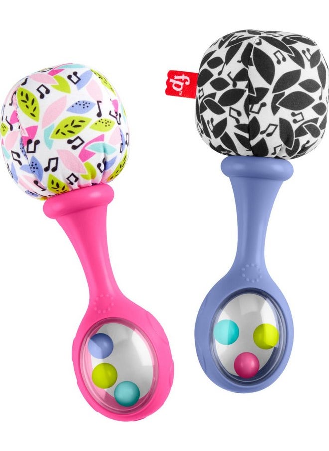 فيشر برايس ألعاب الأطفال حديثي الولادة من Fisher-Price Rattle 'n Rock Maracas، 2 آلة موسيقية ناعمة للعب التنموي للأطفال بعمر 3 أشهر فما فوق، باللونين الوردي والأرجواني  - Image 4