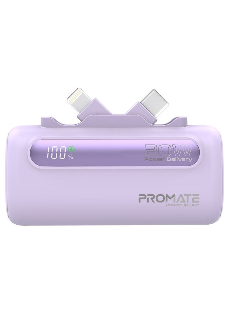 Promats Promate Ultra-Compact Fast Charging Power Bank with Dual foldable USB-C™ & Lightning Connectors  - Image 1