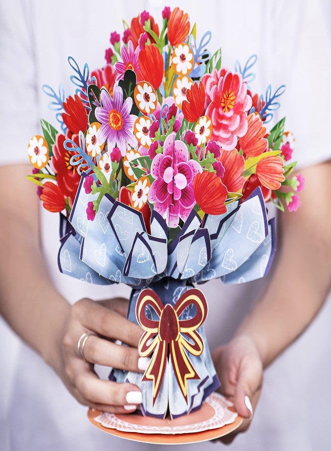 Paper Love HugePop Pop Up Mother's Day Card, 3D Vibrance Bouquet, With Detachable Paper Flower Bouquet, Gift for Mothers Day, Birthday, Graduation, Get Well, Thank You, All Occasion - Jumbo 10" x 14" Cover - Image 2