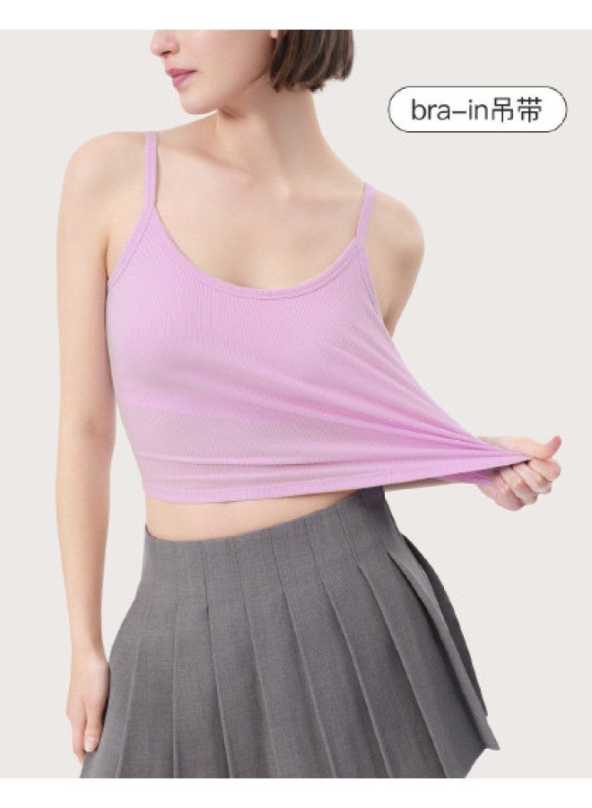 ubras Ribbed Babe Short Top With Built-In Padded Bralette, All-In-One No Underwear Needed For Women - Image 1