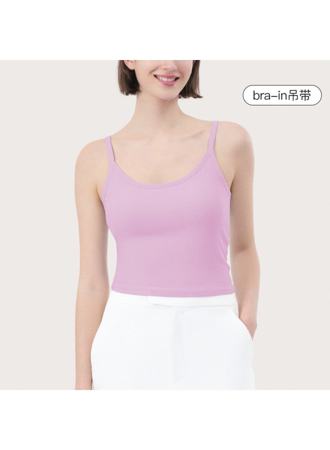 ubras Ribbed Babe Short Top With Built-In Padded Bralette, All-In-One No Underwear Needed For Women - Image 2