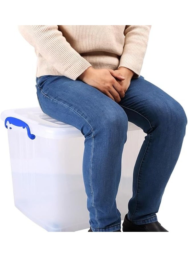 هيواري مجموعة صناديق تخزين بلاستيكية شفافة من HIWARE سعة 70 لترًا، 3 قطع، بأغطية قابلة للقفل | حاويات تنظيم شفافة للملابس والألعاب والأدوات والفنون والحرف اليدوية | حل تخزين قابل للتكديس بمقابض - Image 3