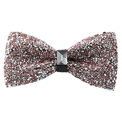 Man of Men Rhinestone Bow Ties for Men - Pre Tied Sequin Bowties with Adjustable Length - Huge Variety Colors Available (Jewels - Light Pink) - Image 1