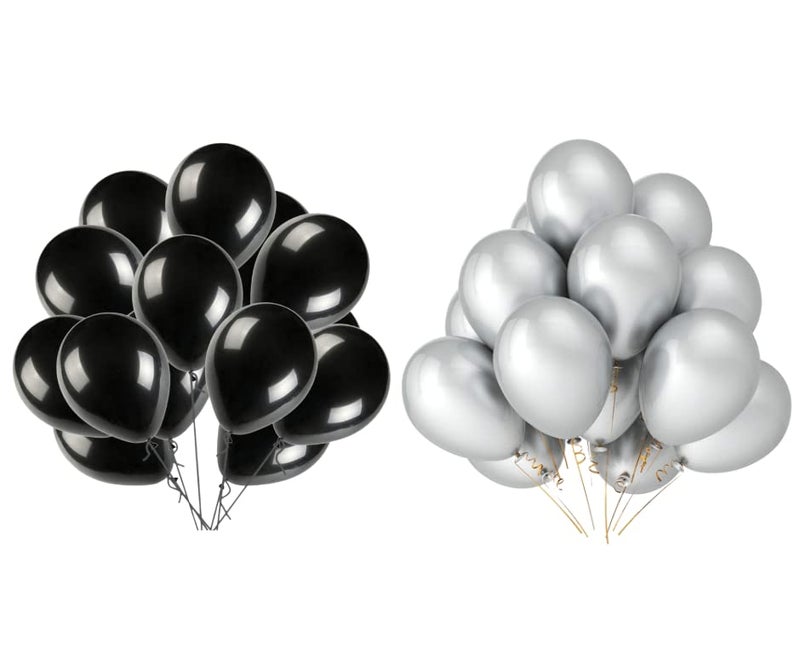 Vail Creations Metallic balloons Black Silver (Pack of 200) - Image 2