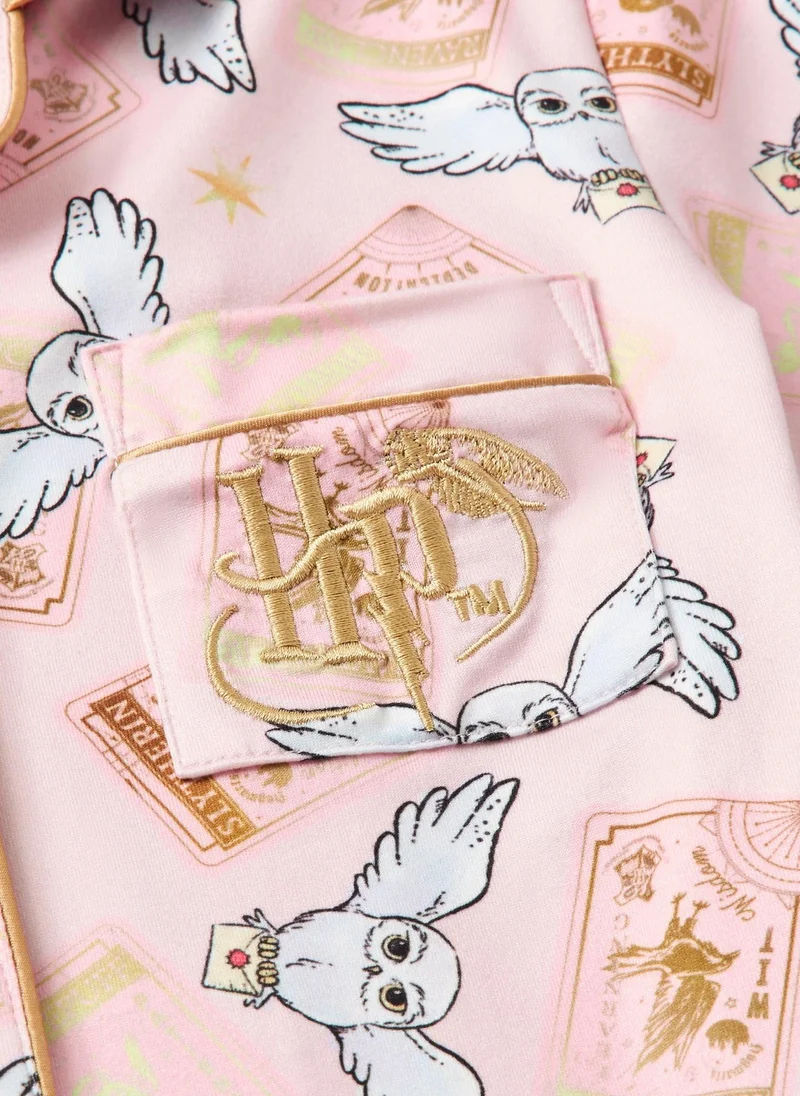 ماتلان طقم بيجامة قصيرة للبنات هاري بوتر وردي هيذويج