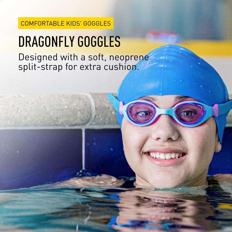 FINIS DragonFly Kids Swim Goggles - Ages 3-8 - UV Protection - Floating Neoprene Strap - Soft Silicone Fit - Treasure - Image 2