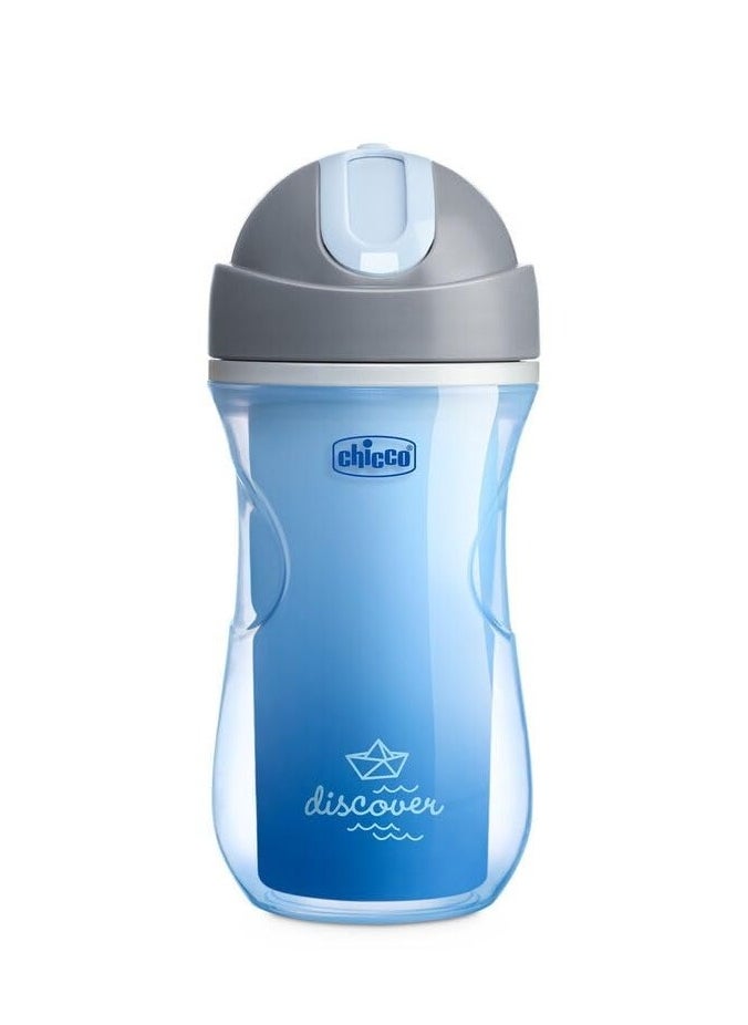 FEND Chicco Sport Sipper Straw Cup for Kids 266ml Insulated bottle with Flexible Straw Blue  - Image 1