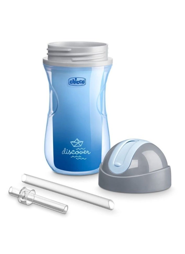 FEND Chicco Sport Sipper Straw Cup for Kids 266ml Insulated bottle with Flexible Straw Blue  - Image 2