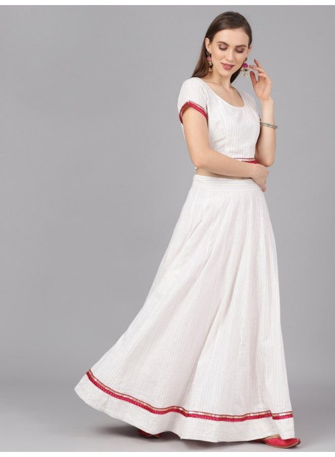 أيه كيه إس ليجنجا شولي مخطط باللونين الأبيض والماجنتا مع دوباتا - Image 4