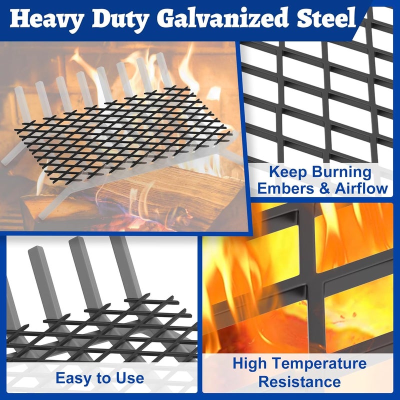 Loquat Ember Retainer for Fireplace Grates, 16 x 10 Inch Solid Steel Fireplace Grate Ember Retainer, Keep Burning Embers from Falling, Fire Place Accessories for Camping, Fire Pits, 2 Pack - Image 4