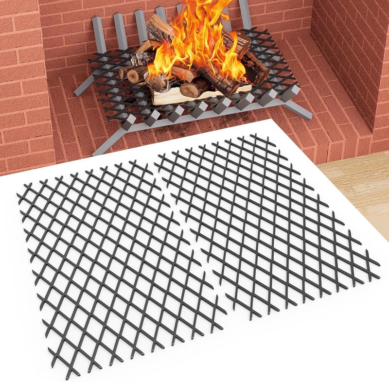 Loquat Ember Retainer for Fireplace Grates, 16 x 10 Inch Solid Steel Fireplace Grate Ember Retainer, Keep Burning Embers from Falling, Fire Place Accessories for Camping, Fire Pits, 2 Pack - Image 1