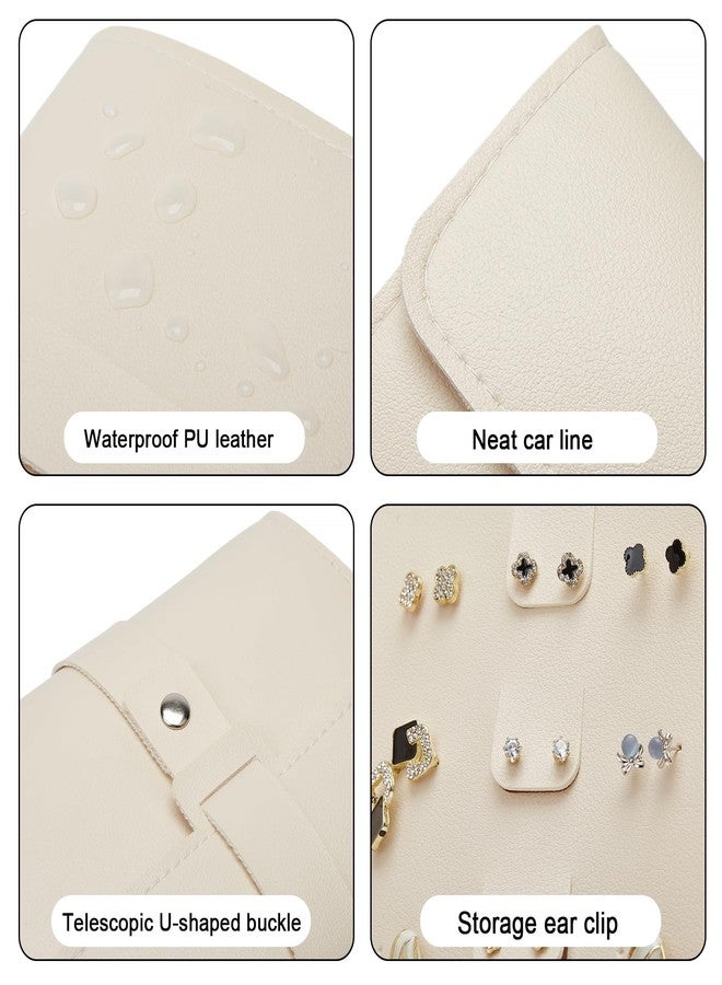 LAKE OF FIRE Earring Holder Organizer with Foldable Book Design Earring Book Organizer, Portable Pu Leather Travel Earring Case (Beige) - Image 3