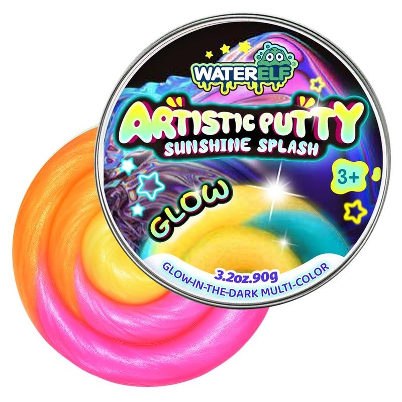 WATERELF Glow in The Dark Putty Slime for Kids Fidget Sensory Artistic Therapy Putty Toys for Boys Girls Adults Stress Relief NonSticky PinkYellowOrange - Image 3