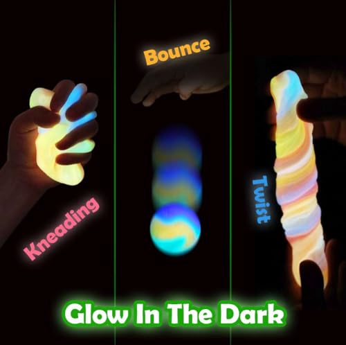WATERELF Glow in The Dark Putty Slime for Kids Fidget Sensory Artistic Therapy Putty Toys for Boys Girls Adults Stress Relief NonSticky PinkYellowOrange - Image 5