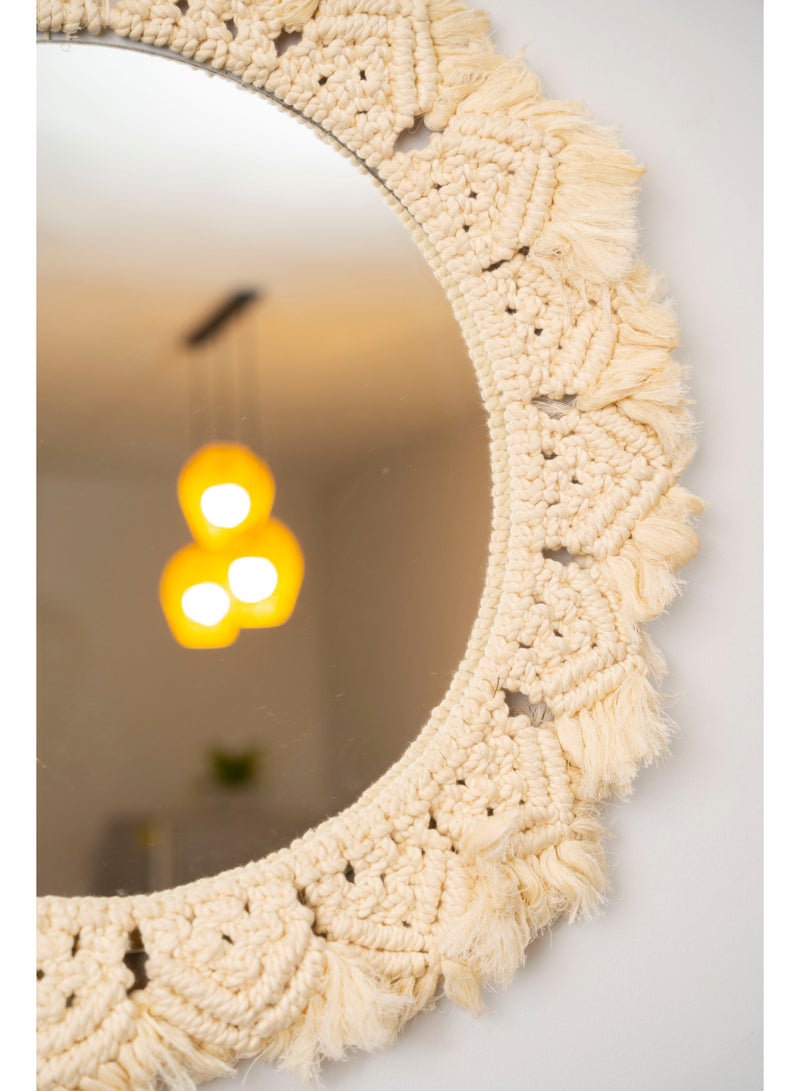 mashghalna Handmade Boho Macrame Wall Mirror-50*50 cm - Image 3